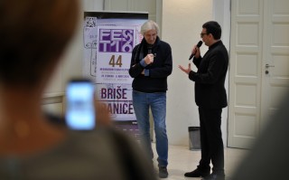 Ljubiša Samardžić i Jugoslav Pantelić u zgradi Jugoslovenske kinoteke
